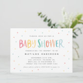 Kleurrijke regenboogstripe en puntige baby shower (Staand voorkant)