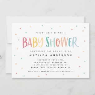Kleurrijke regenboogstripe en puntige baby shower