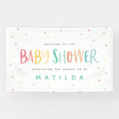 Kleurrijke regenboogstripe en puntige baby shower spandoek (Horizontaal)