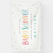 Kleurrijke regenboogstripe en puntige baby shower spandoek (Verticaal)