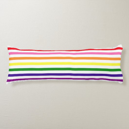 Kleurrijke regenboogstripes Gay Pride Lichaamskussen (Voorkant)