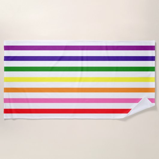 Kleurrijke regenboogstripes Gay Pride Strandlaken (Voorkant)