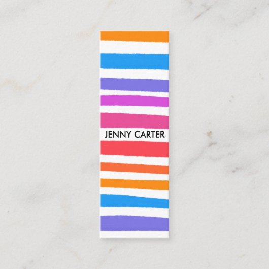 Kleurrijke regenboogstripes Minimale Koel Mini Visitekaartje (Voorkant)