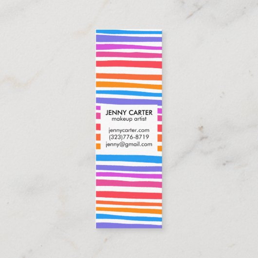 Kleurrijke regenboogstripes Minimale Koel Mini Visitekaartje (Achterkant)