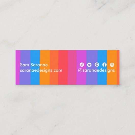 Kleurrijke regenboogstripes minimalistisch koelapp mini visitekaartje (Achterkant)