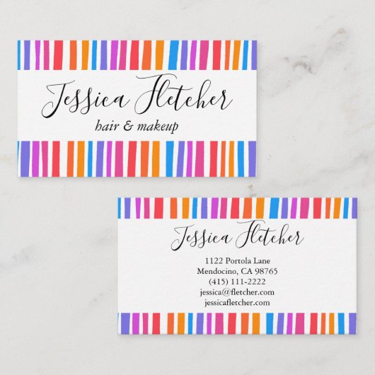 Kleurrijke regenboogstripes minimalistisch legant visitekaartje (Voorkant / Achterkant)