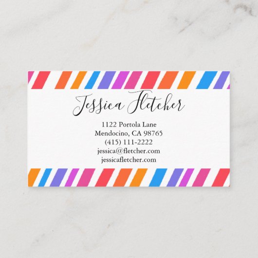 Kleurrijke regenboogstripes minimalistisch legant visitekaartje (Achterkant)