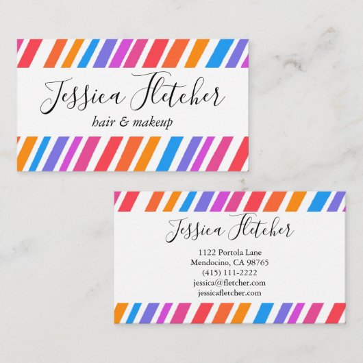 Kleurrijke regenboogstripes minimalistisch legant visitekaartje (Voorkant / Achterkant)