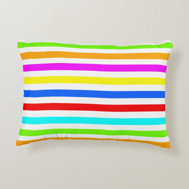 Kleurrijke regenboogstrips accent kussen (Achterkant)