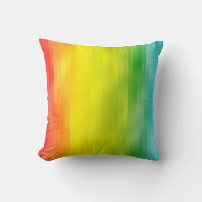 Kleurrijke regenboogstrips kussen (Voorkant)