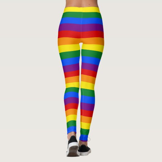 Kleurrijke regenboogstrips Leggings (Achterkant)