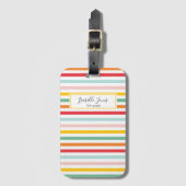 kleurrijke regenboogstrips leuke school bagagelabel (Voorkant (verticaal))