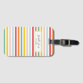 kleurrijke regenboogstrips leuke school bagagelabel (Voorkant (horizontaal))