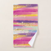Kleurrijke regenboogstrips met Faux Gold Glitter Bad Handdoek (Handdoek)