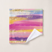 Kleurrijke regenboogstrips met Faux Gold Glitter Bad Handdoek (Wasdoekje)