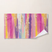Kleurrijke regenboogstrips met Faux Gold Glitter Bad Handdoek (Handdoek)