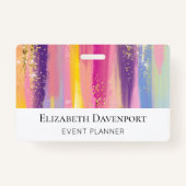 Kleurrijke regenboogstrips met Faux Gold Glitter Badge (Voorkant)