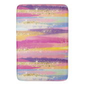 Kleurrijke regenboogstrips met Faux Gold Glitter Badmat (Voorkant Verticaal)