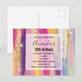 Kleurrijke regenboogstrips met Faux Gold Glitter Briefkaart (Voorkant / Achterkant)