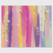 Kleurrijke regenboogstrips met Faux Gold Glitter Cadeaupapier (Vlak)