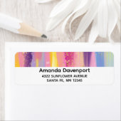 Kleurrijke regenboogstrips met Faux Gold Glitter Etiket (Insitu)