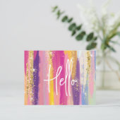 Kleurrijke regenboogstrips met Faux Gold Glitter Feestdagenkaart (Staand voorkant)