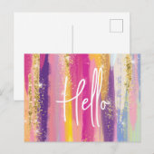 Kleurrijke regenboogstrips met Faux Gold Glitter Feestdagenkaart (Voorkant / Achterkant)