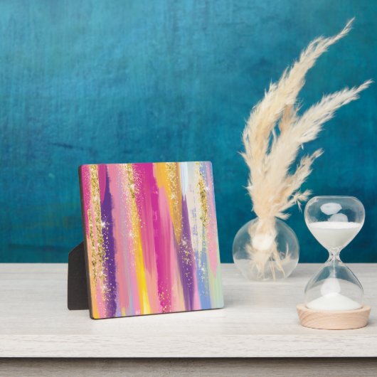 Kleurrijke regenboogstrips met Faux Gold Glitter Fotoplaat (Insitu)