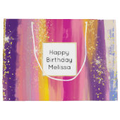 Kleurrijke regenboogstrips met Faux Gold Glitter Groot Cadeauzakje (Achterkant)