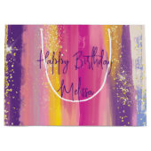 Kleurrijke regenboogstrips met Faux Gold Glitter Groot Cadeauzakje (Voorkant)