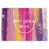 Kleurrijke regenboogstrips met Faux Gold Glitter Groot Cadeauzakje (Voorkant)