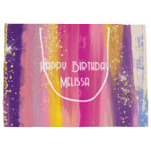 Kleurrijke regenboogstrips met Faux Gold Glitter Groot Cadeauzakje (Achterkant)