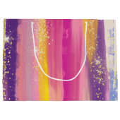 Kleurrijke regenboogstrips met Faux Gold Glitter Groot Cadeauzakje (Achterkant)