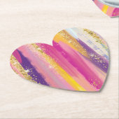 Kleurrijke regenboogstrips met Faux Gold Glitter Kartonnen Onderzetters (Gekanteld)