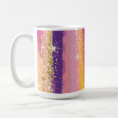Kleurrijke regenboogstrips met Faux Gold Glitter Koffiemok (Links)