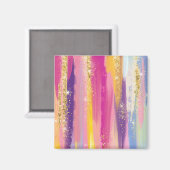 Kleurrijke regenboogstrips met Faux Gold Glitter Magneet (Voorkant / Achterkant)