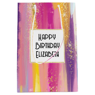 Kleurrijke regenboogstrips met Faux Gold Glitter Medium Cadeauzakje