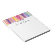 Kleurrijke regenboogstrips met Faux Gold Glitter Notitieblok (Schuin)