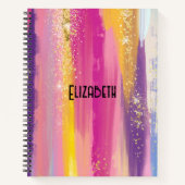 Kleurrijke regenboogstrips met Faux Gold Glitter Notitieboek (Voorkant)