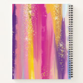 Kleurrijke regenboogstrips met Faux Gold Glitter Notitieboek (Achterkant)