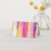 Kleurrijke regenboogstrips met Faux Gold Glitter Plaatskaartje (Achterkant)