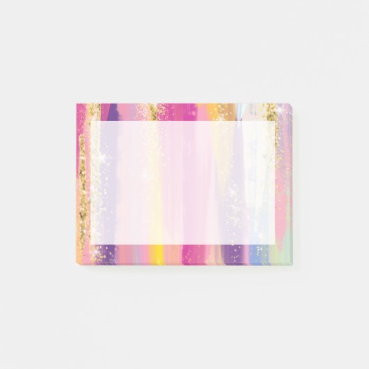 Kleurrijke regenboogstrips met Faux Gold Glitter Post-it® Notes (Voorkant)