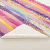 Kleurrijke regenboogstrips met Faux Gold Glitter Sherpa Deken (3/4)