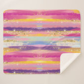 Kleurrijke regenboogstrips met Faux Gold Glitter Sherpa Deken (Voorkant (horizontaal))