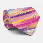 Kleurrijke regenboogstrips met Faux Gold Glitter Stropdas (Opgerold)