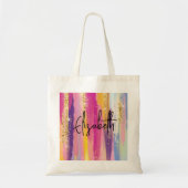 Kleurrijke regenboogstrips met Faux Gold Glitter Tote Bag (Voorkant)