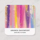 Kleurrijke regenboogstrips met Faux Gold Glitter Vierkante Visitekaartje (Voorkant)