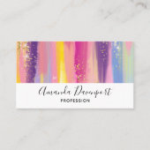 Kleurrijke regenboogstrips met Faux Gold Glitter Visitekaartje (Voorkant)