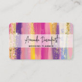 Kleurrijke regenboogstrips met Faux Gold Glitter Visitekaartje (Voorkant)