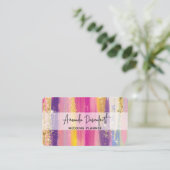 Kleurrijke regenboogstrips met Faux Gold Glitter Visitekaartje (Staand voorkant)